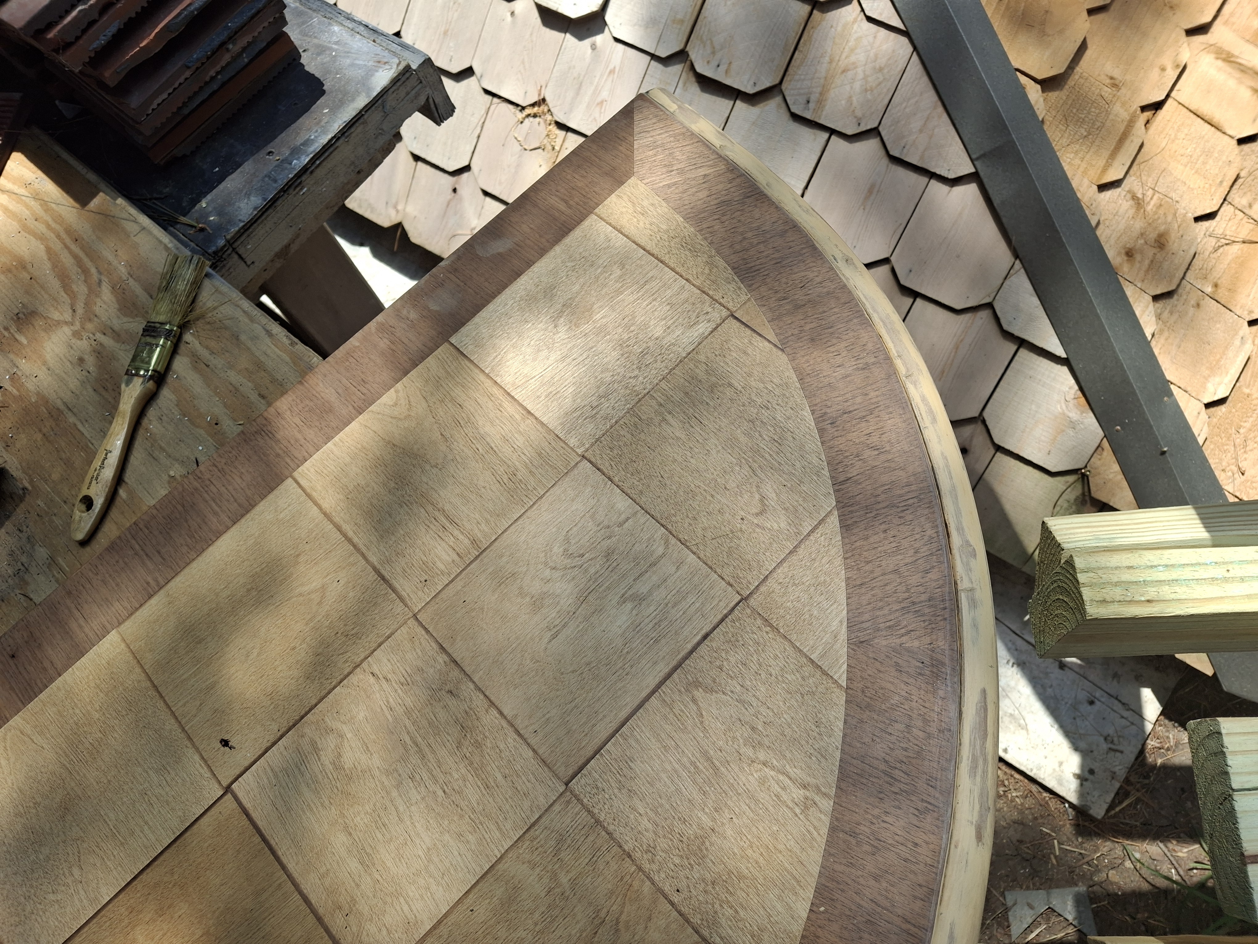 Custom curved deck tile work by Adam at AJ's Handyman Services LLC